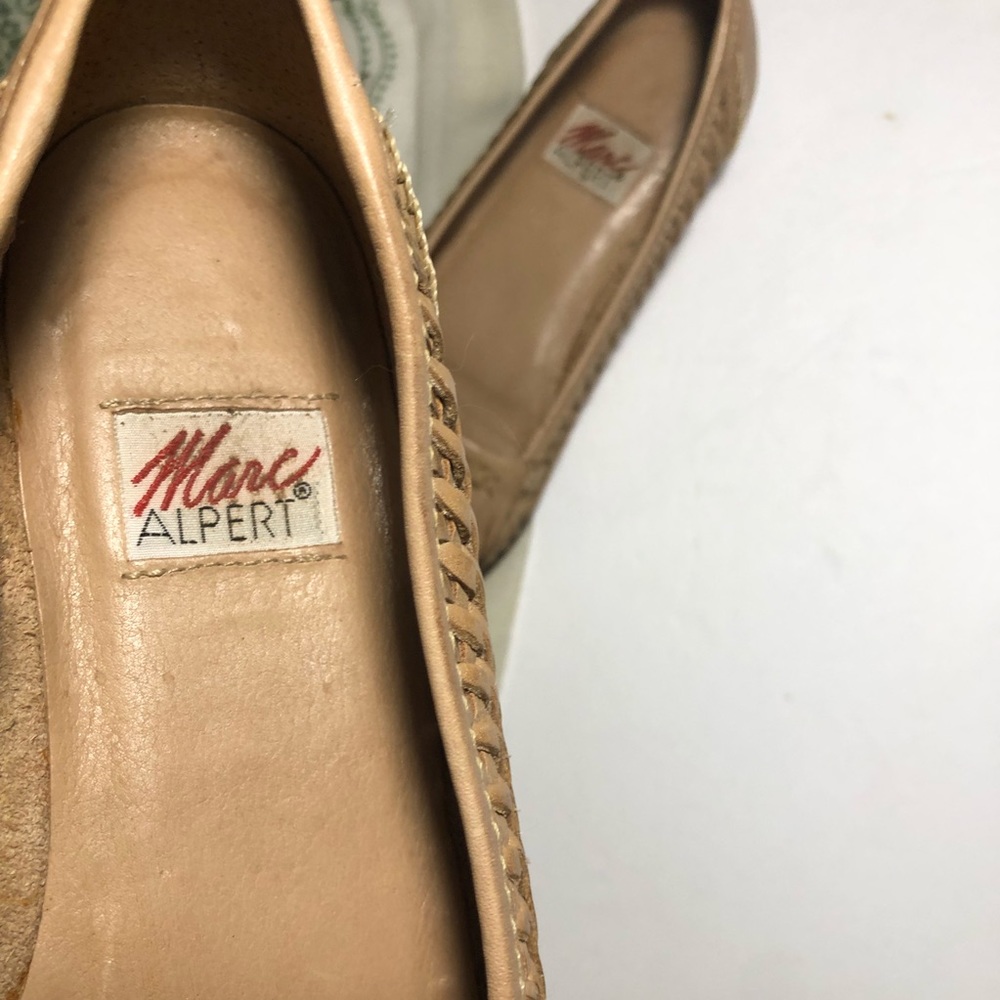 Vtg Marc Alpert Woven Leather Fringe Slip on Flats - Picture 7 of 8